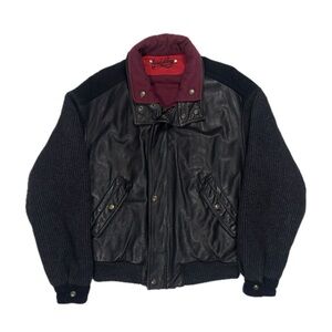 Vintage JC De Castelbajac Leather wool black crest flight bomber jacket men 50